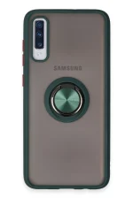 Newface Samsung Galaxy A70 Kılıf Montreal Yüzüklü Silikon Kapak - Yeşil