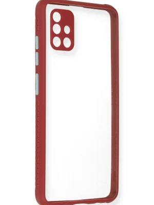 Newface Samsung Galaxy A71 Kılıf Miami Şeffaf Silikon - Fuşya