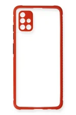 Newface Samsung Galaxy A71 Kılıf Miami Şeffaf Silikon - Kırmızı - Görsel 2
