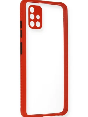Newface Samsung Galaxy A71 Kılıf Miami Şeffaf Silikon - Kırmızı
