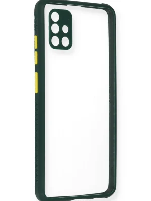 Newface Samsung Galaxy A71 Kılıf Miami Şeffaf Silikon - Koyu Yeşil
