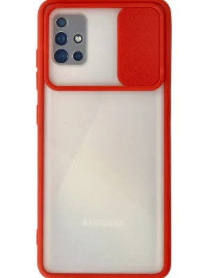 Newface Samsung Galaxy A71 Kılıf Palm Buzlu Kamera Sürgülü Silikon - Kırmızı