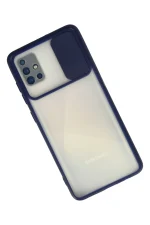 Newface Samsung Galaxy A71 Kılıf Palm Buzlu Kamera Sürgülü Silikon - Lacivert - Görsel 2