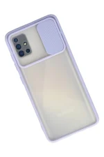 Newface Samsung Galaxy A71 Kılıf Palm Buzlu Kamera Sürgülü Silikon - Lila - Görsel 2