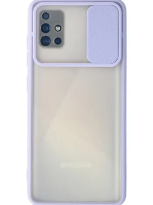Newface Samsung Galaxy A71 Kılıf Palm Buzlu Kamera Sürgülü Silikon - Lila