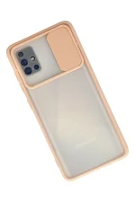 Newface Samsung Galaxy A71 Kılıf Palm Buzlu Kamera Sürgülü Silikon - Pembe - Görsel 2
