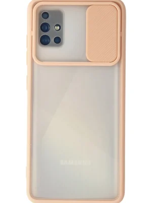 Newface Samsung Galaxy A71 Kılıf Palm Buzlu Kamera Sürgülü Silikon - Pembe