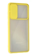 Newface Samsung Galaxy A71 Kılıf Palm Buzlu Kamera Sürgülü Silikon - Sarı - Görsel 3