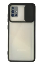 Newface Samsung Galaxy A71 Kılıf Palm Buzlu Kamera Sürgülü Silikon - Siyah