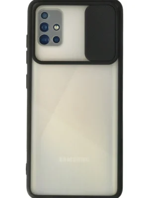Newface Samsung Galaxy A71 Kılıf Palm Buzlu Kamera Sürgülü Silikon - Siyah