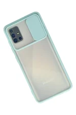 Newface Samsung Galaxy A71 Kılıf Palm Buzlu Kamera Sürgülü Silikon - Turkuaz - Görsel 2