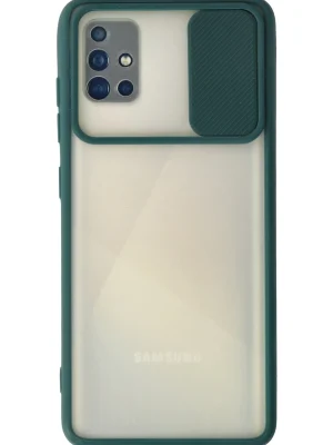 Newface Samsung Galaxy A71 Kılıf Palm Buzlu Kamera Sürgülü Silikon - Yeşil