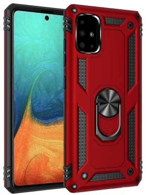 Newface Samsung Galaxy A71 Kılıf Sofya Yüzüklü Silikon Kapak - Kırmızı