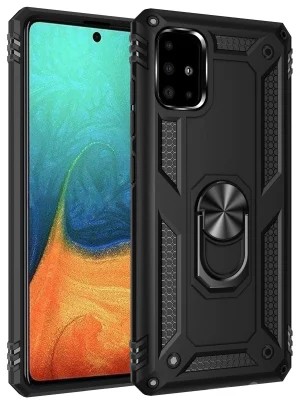 Newface Samsung Galaxy A71 Kılıf Sofya Yüzüklü Silikon Kapak - Siyah