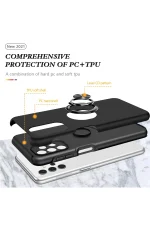 Newface Samsung Galaxy A72 Kılıf Elit Yüzüklü Kapak - Siyah - Görsel 2