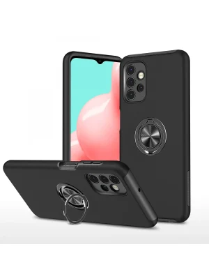 Newface Samsung Galaxy A72 Kılıf Elit Yüzüklü Kapak - Siyah