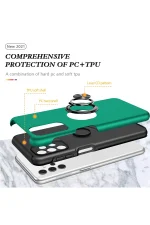 Newface Samsung Galaxy A72 Kılıf Elit Yüzüklü Kapak - Yeşil - Görsel 2