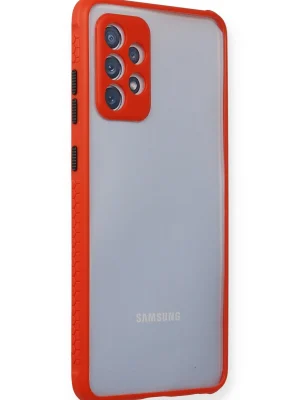 Newface Samsung Galaxy A72 Kılıf Miami Şeffaf Silikon - Kırmızı