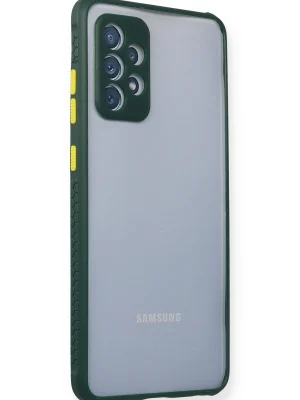 Newface Samsung Galaxy A72 Kılıf Miami Şeffaf Silikon - Koyu Yeşil