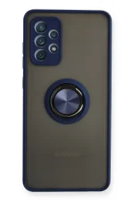 Newface Samsung Galaxy A72 Kılıf Montreal Yüzüklü Silikon Kapak - Lacivert