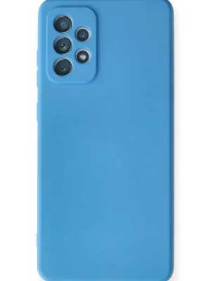 Newface Samsung Galaxy A72 Kılıf Nano içi Kadife Silikon - Mavi