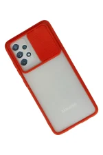 Newface Samsung Galaxy A72 Kılıf Palm Buzlu Kamera Sürgülü Silikon - Kırmızı - Görsel 2