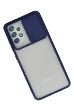 Newface Samsung Galaxy A72 Kılıf Palm Buzlu Kamera Sürgülü Silikon - Lacivert - Görsel 2