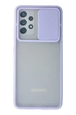 Newface Samsung Galaxy A72 Kılıf Palm Buzlu Kamera Sürgülü Silikon - Lila