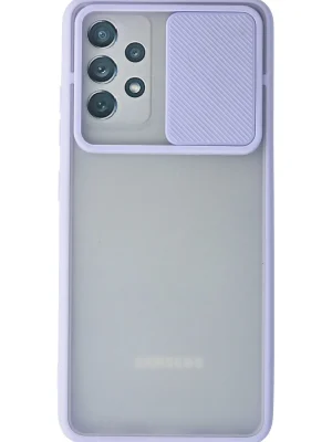 Newface Samsung Galaxy A72 Kılıf Palm Buzlu Kamera Sürgülü Silikon - Lila