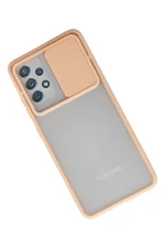 Newface Samsung Galaxy A72 Kılıf Palm Buzlu Kamera Sürgülü Silikon - Pembe - Görsel 2