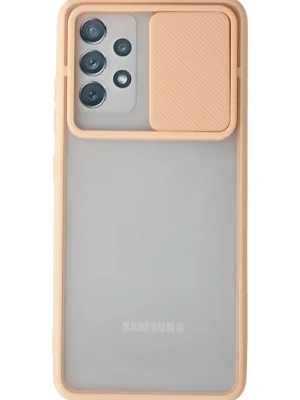 Newface Samsung Galaxy A72 Kılıf Palm Buzlu Kamera Sürgülü Silikon - Pembe