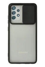 Newface Samsung Galaxy A72 Kılıf Palm Buzlu Kamera Sürgülü Silikon - Siyah