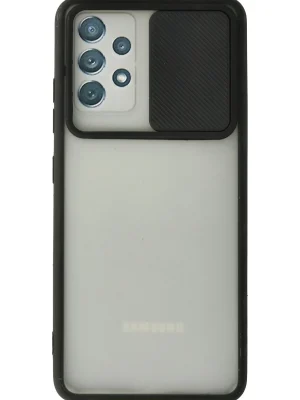 Newface Samsung Galaxy A72 Kılıf Palm Buzlu Kamera Sürgülü Silikon - Siyah