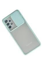 Newface Samsung Galaxy A72 Kılıf Palm Buzlu Kamera Sürgülü Silikon - Turkuaz - Görsel 2