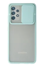 Newface Samsung Galaxy A72 Kılıf Palm Buzlu Kamera Sürgülü Silikon - Turkuaz