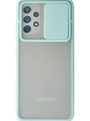 Newface Samsung Galaxy A72 Kılıf Palm Buzlu Kamera Sürgülü Silikon - Turkuaz