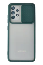Newface Samsung Galaxy A72 Kılıf Palm Buzlu Kamera Sürgülü Silikon - Yeşil