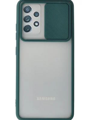 Newface Samsung Galaxy A72 Kılıf Palm Buzlu Kamera Sürgülü Silikon - Yeşil