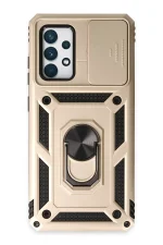 Newface Samsung Galaxy A72 Kılıf Pars Lens Yüzüklü Silikon - Gold