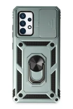 Newface Samsung Galaxy A72 Kılıf Pars Lens Yüzüklü Silikon - Yeşil