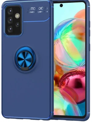 Newface Samsung Galaxy A72 Kılıf Range Yüzüklü Silikon - Mavi