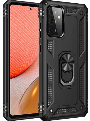 Newface Samsung Galaxy A72 Kılıf Sofya Yüzüklü Silikon Kapak - Siyah