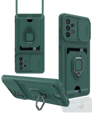 Newface Samsung Galaxy A72 Kılıf Zuma Kartvizitli Yüzüklü Silikon - Yeşil