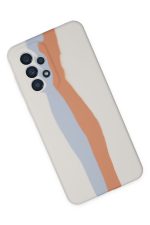 Newface Samsung Galaxy A73 5G Kılıf Ebruli Lansman Silikon - Beyaz-Turuncu - Görsel 2