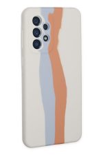 Newface Samsung Galaxy A73 5G Kılıf Ebruli Lansman Silikon - Beyaz-Turuncu - Görsel 3