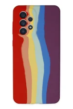 Newface Samsung Galaxy A73 5G Kılıf Ebruli Lansman Silikon - Kırmızı-Mor