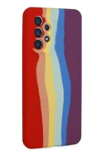 Newface Samsung Galaxy A73 5G Kılıf Ebruli Lansman Silikon - Kırmızı-Mor - Görsel 3