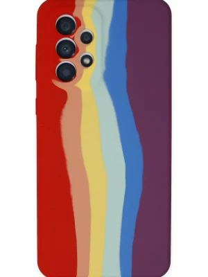 Newface Samsung Galaxy A73 5G Kılıf Ebruli Lansman Silikon - Kırmızı-Mor