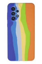 Newface Samsung Galaxy A73 5G Kılıf Ebruli Lansman Silikon - Mavi-Turuncu