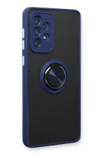 Newface Samsung Galaxy A73 5G Kılıf Montreal Yüzüklü Silikon Kapak - Lacivert - Görsel 2